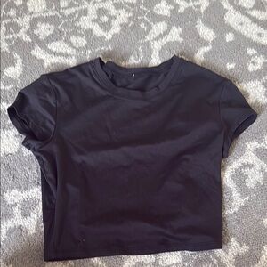ALO Yoga Blk Crop Top Short Sleeve Fitted